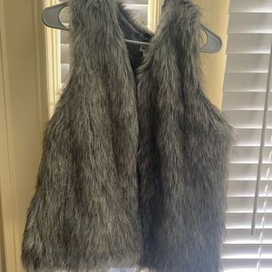 Grey faux fur vest